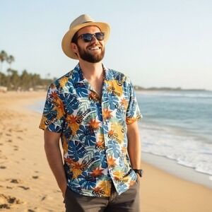 Corona Hawaiian Shirt Men 2XLT XXL Tropical Beer Button Up Camp NWT